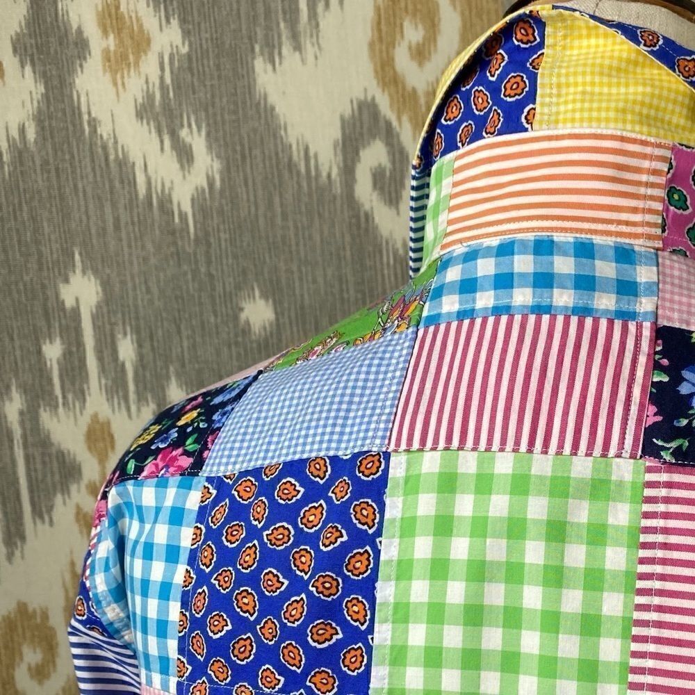 Ralph Lauren Classic Fit Multi Patchwork Cotton Poplin Button Up Shirt - Picture 3 of 16